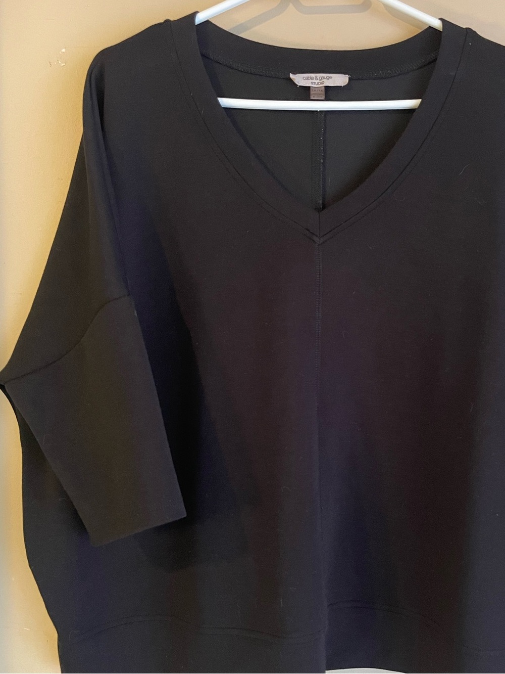 Cable & Gauge Studio Black Modal Stretch V Neck Dolman Sleeve Top 1X 2X